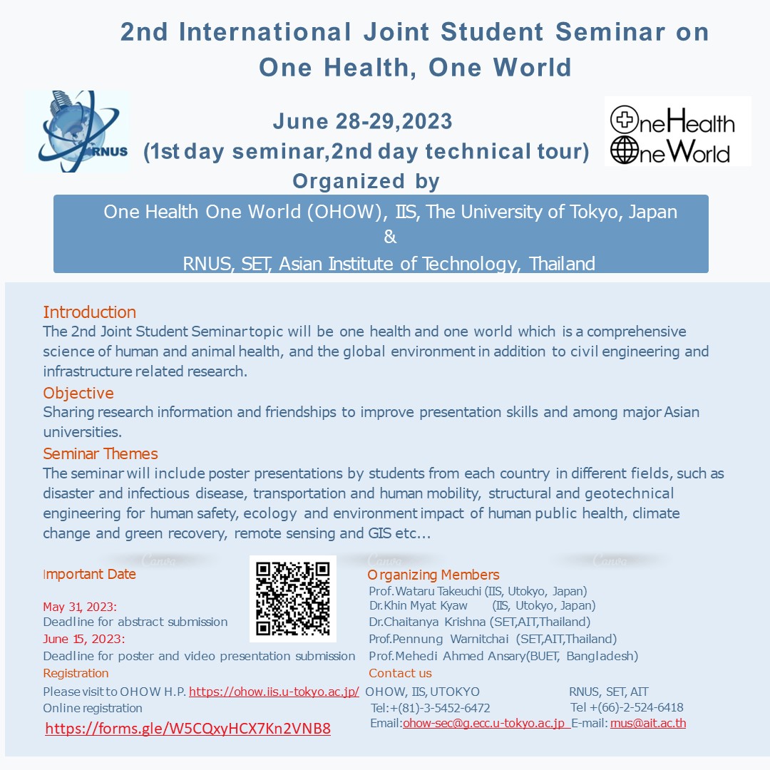 2nd International Joint Student Seminar on OHOW @ AIT, Thailand in June 28-29, 2023